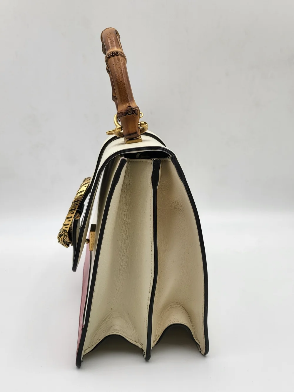 GUCCI Calfskin Bamboo Medium Dionysus Top Handle Bag Red White Blue. Auth. w/COA